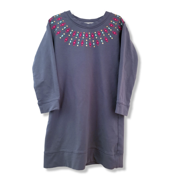 Gymboree 7-8 NEW Holiday Embroidered Gray Dress - Picture 1 of 4